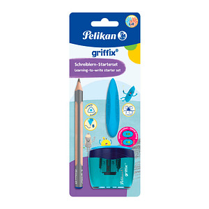 Pelikan griffix® Starter Bleistift-Set B silber mit Radierer, 1 Set