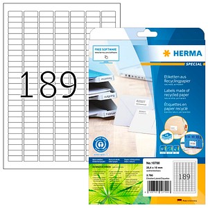 HERMA 10700 Recycling Etiketten weiß 25,4 x 10,0 mm, 20 Blatt