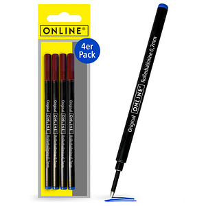 ONLINE® Rollerball-Minen Gelschreiberminen blau 0,7 mm 4 St.