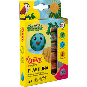JOVI Knete PLASTILINA farbsortiert, 6 Farben je 15,0 g