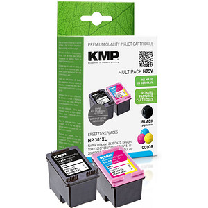 KMP H75V  schwarz, color Druckerpatronen kompatibel zu HP 301XL (CH563EE/CH564EE), 2er-Set