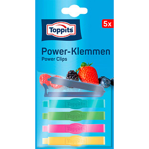 Toppits Verschlussclips Power-Klemmen (7 cm Länge) mehrfarbig, 5 St.