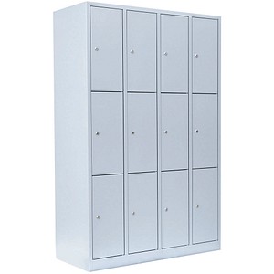 LÜLLMANN Schließfachschrank lichtgrau 520340, 12 Schließfächer 117,0 x 50,0 x 180,0 cm