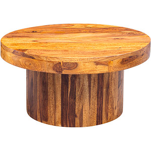 WOHNLING Couchtisch rund Massivholz sheesham 60,0 x 60,0 x 30,0 cm, 1 St.