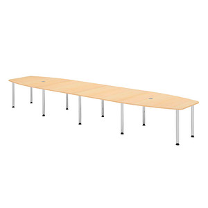 HAMMERBACHER Konferenztisch KT52C ahorn Tonnenform, Rundrohr chrom, 520,0 x 85,0/130,0 x 72,0 - 74,0 cm