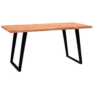 WOHNLING Schreibtisch akazie rechteckig, U-Fuß-Gestell schwarz 200,0 x 100,0 cm