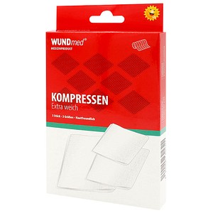 WUNDmed® Mull-Kompressen 03-010 weiß klein 5,0 cm; normal 7,5 cm; groß 10,0 cm cm, 3 St.