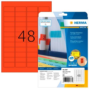 HERMA Etiketten 4367 rot 45,7 x 21,2 mm, 20 Blatt