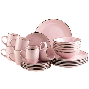 MÄSER Geschirrset METALLIC RIM rosa 24-tlg., 1 Set