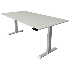 Kerkmann Move 4 elektrisch höhenverstellbarer Schreibtisch lichtgrau rechteckig, T-Fuß-Gestell silber 200,0 x 100,0 cm