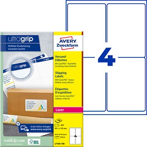 AVERY Zweckform Versandetiketten L7169-100 weiß 99,1 x 139,0 mm, 100 Blatt