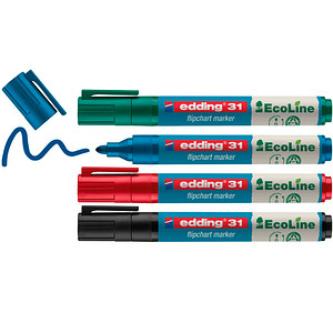 edding 31 Ecoline Flipchart-Marker farbsortiert 1,5 - 3,0 mm, 4 St.