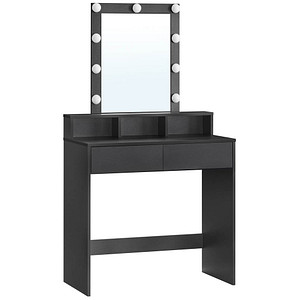 VASAGLE Schminktisch rechteckig Melamin, Spanplatte schwarz 80,0 x 40,0 x 145,0 cm, 1 St.