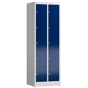 ClassiX Schließfachschrank enzianblau, lichtgrau X-520521, 10 Schließfächer 59,0 x 50,0 x 180,0 cm