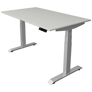 Kerkmann Move 4 elektrisch höhenverstellbarer Schreibtisch lichtgrau rechteckig, T-Fuß-Gestell silber 140,0 x 80,0 cm