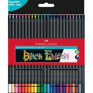 FABER-CASTELL Black Edition Buntstifte farbsortiert, 24 St.