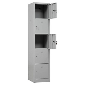 Gürkan Schließfachschrank lichtgrau 110009, 5 Schließfächer 41,0 x 45,0 x 190,0 cm
