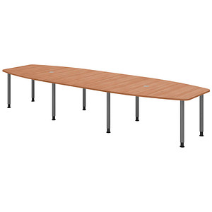 HAMMERBACHER Konferenztisch KT40C nussbaum Tonnenform, Rundrohr grau, 400,0 x 85,0/130,0 x 72,0 - 74,0 cm