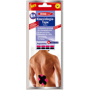 WUNDmed® Tape Kinesiologie Tape Rücken 04-049 schwarz 5,0 x 15,0 cm, 8 St.
