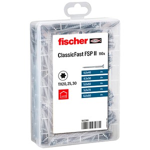 AKTION: fischer Holzbauschrauben-Sortiment Profi-Box-ClassicFast SK TG TX 562280 4/4,5/5/6 mm x 40/50/60/70/80 mm mit Prämie nach Registrierung