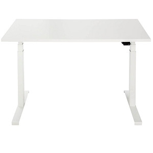 ith möbel EasyT elektrisch höhenverstellbarer Schreibtisch titanweiß rechteckig, T-Fuß-Gestell weiß 120,0 x 80,0 cm