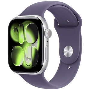 Apple Watch Series 11 46 mm Aluminium (GPS+Cellular) Sportarmband S/M  nebelviolett, silber