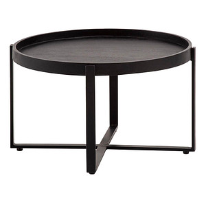 WOHNLING Couchtisch rund Massivholz schwarz 60,0 x 60,0 x 35,0 cm, 1 St.