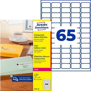 AVERY Zweckform Etiketten transparent 38,1 x 21,2 mm, 25 Blatt