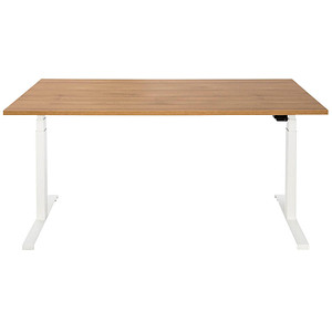 ith möbel EasyT elektrisch höhenverstellbarer Schreibtisch eiche rechteckig, T-Fuß-Gestell weiß 160,0 x 80,0 cm
