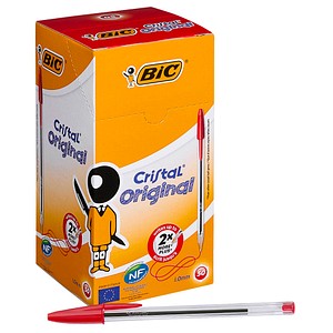 BIC Kugelschreiber Cristal transparent, Schreibfarbe: rot, 50 St.