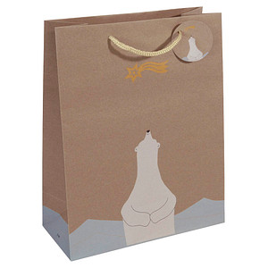 SIGEL Geschenktüten Polar bear with shooting star Motiv 26,0 x 33,0 cm, 5 St.