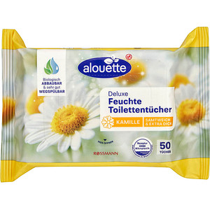 alouette Feuchtes Toilettenpapier Kamille Deluxe 1-lagig, 50 Tücher