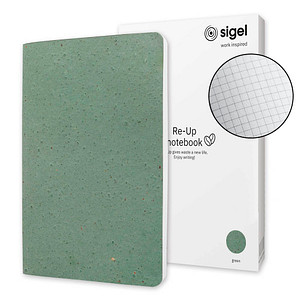 SIGEL Notizbuch RE-UP DIN A5 kariert, grün Softcover 100 Seiten, 1 St.