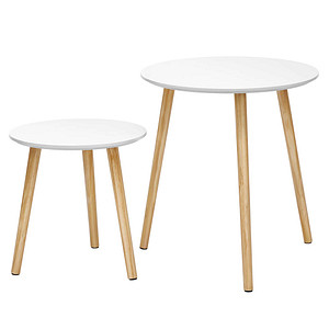 VASAGLE Beistelltische-Set rund MDF-Platte weiß, 2 St.