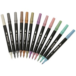 DONAU Dual Brush-Pens farbsortiert, 12 St.