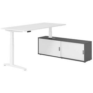 HAMMERBACHER XBHM19SB elektrisch höhenverstellbarer Schreibtisch weiß rechteckig, C-Fuß-Gestell weiß 180,0 x 80,0 cm