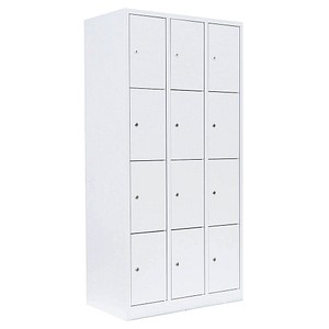 LÜLLMANN Schließfachschrank signalweiß 520437, 12 Schließfächer 88,5 x 50,0 x 180,0 cm