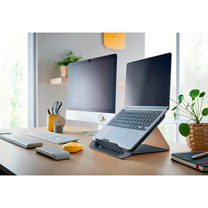 Kompakter 65330085 Weiß /& Grau Ergo Cosy Serie Schmal /& Platzsparend 650 x 350 mm Leitz Schreibtisch-Aufsatz Höhenverstellbarer Aufsatz für Laptops