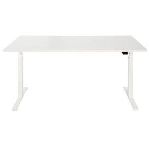 ith möbel EasyT elektrisch höhenverstellbarer Schreibtisch titanweiß rechteckig, T-Fuß-Gestell weiß 160,0 x 80,0 cm