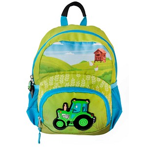 DONAU Kindergartenrucksack Traktor Kunstfaser blau/grün