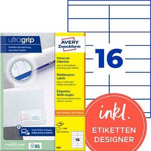 AVERY Zweckform Etiketten 3665 weiß 105,0 x 33,8 mm, 100 Blatt