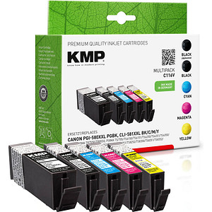 KMP C116V  2x schwarz, 1x cyan, 1x magenta, 1x gelb Druckerpatronen kompatibel zu Canon PGI-580XXL PGBK, CLI 581XXL BK/C