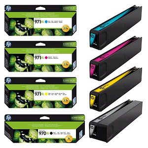 HP 970XL + 971XL(CN625AE/CN626AE/CN627AE/CN628AE) schwarz, cyan, magenta, gelb Druckerpatronen, 4er-Set