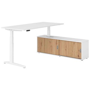 HAMMERBACHER XBHM19SB elektrisch höhenverstellbarer Schreibtisch weiß rechteckig, C-Fuß-Gestell weiß 180,0 x 80,0 cm