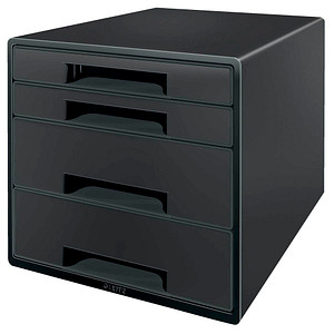 LEITZ Schubladenbox CUBE   schwarz/grau 53720095, DIN A4 mit 4 Schubladen, 1 St.