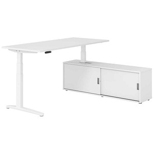 HAMMERBACHER XBHM19SB elektrisch höhenverstellbarer Schreibtisch weiß rechteckig, C-Fuß-Gestell weiß 180,0 x 80,0 cm
