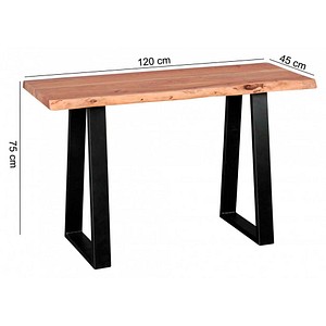 WOHNLING Schreibtisch akazie rechteckig, Kufen-Gestell schwarz 120,0 x 45,0 cm
