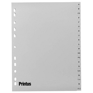 Printus Ordnerregister DIN A4 Vollformat A-Z grau 20-teilig, 1 Satz