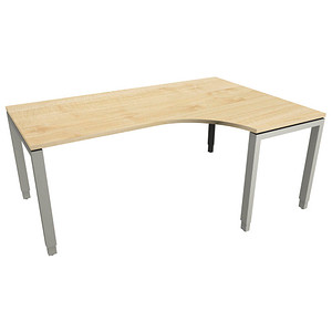 fm Sidney höhenverstellbarer Schreibtisch königsahorn C-Form, Bügel-Gestell silber 180,0 x 80,0/120,0 cm