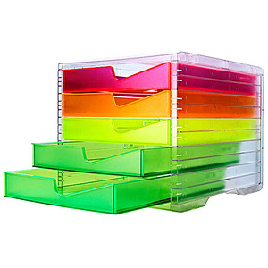 styro Schubladenbox styroswingbox NEONline  neon multi-color 275-8430.2624, DIN C4 mit 5 Schubladen